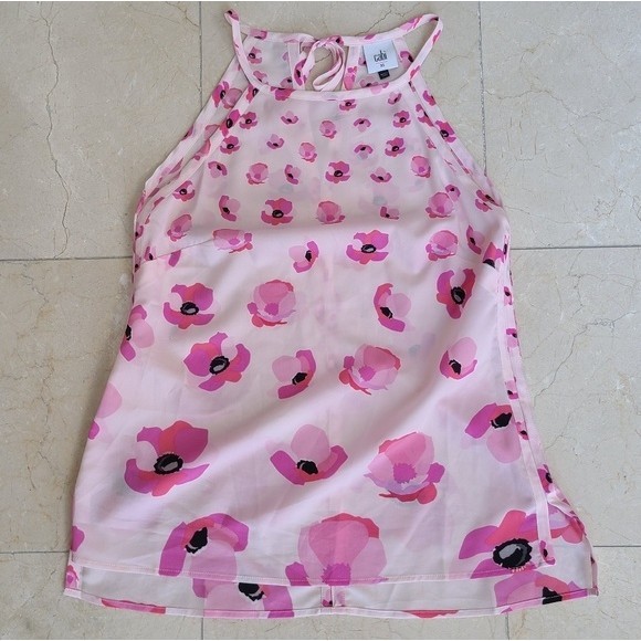 Cabi Poppy Floral Pink Halter Neck Tank Top Blouse Womens XS - Picture 4 of 6